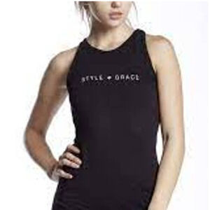 Style + Grace Navy Blue longline Sports Bra Top XS Cropped Yoga USA Good Fitness